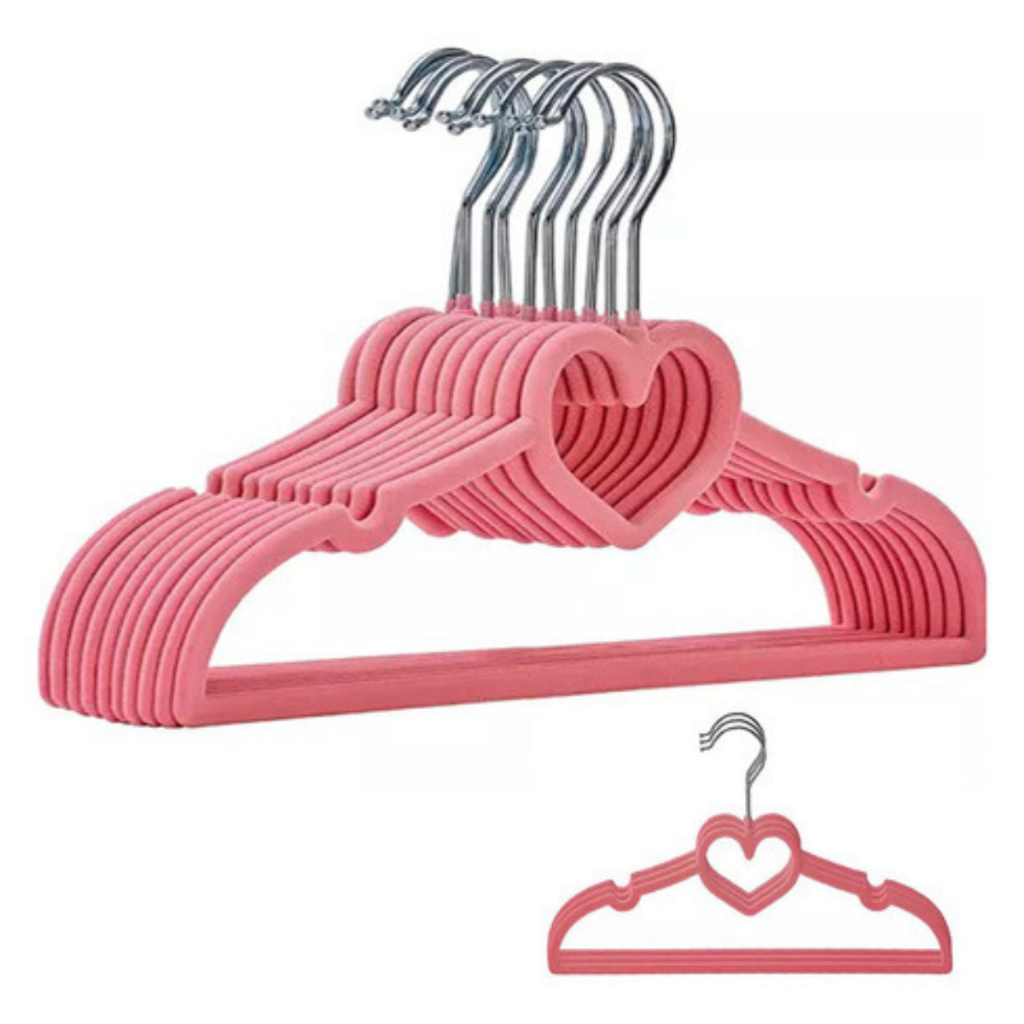 Kit 10 Cabide Infantil Slim De Veludo Rosa Ultra Fino | Shopee Brasil