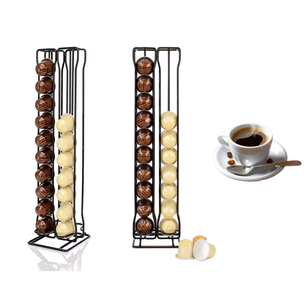 Suporte Porta 40 Cápsulas Café Nespresso Organizador Torre Preto