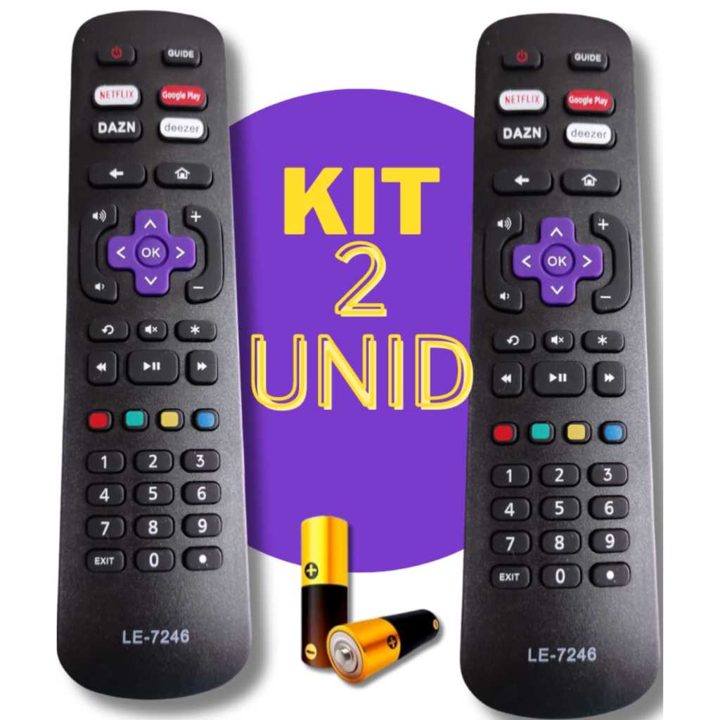 kit 2 Controle Remoto Tv Smart Aoc Roku Botão Netflix Deezer Googleplay ...