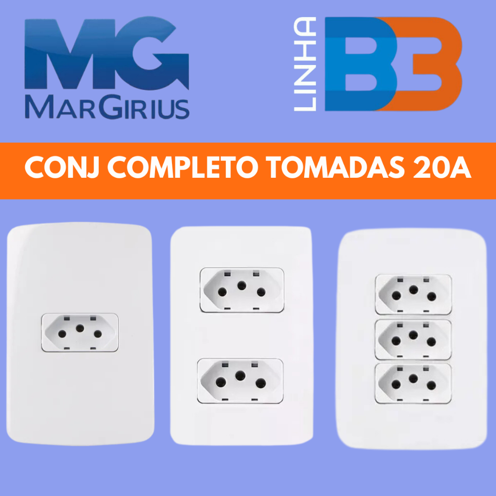 CONJUNTOS COMPLETO MARGIRIUS B3 4X2 ( CONJ TOMADAS 20A) SUPORTE+