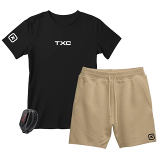 Kit Camiseta Masculina e Short Algodão Várias Cores + Brinde