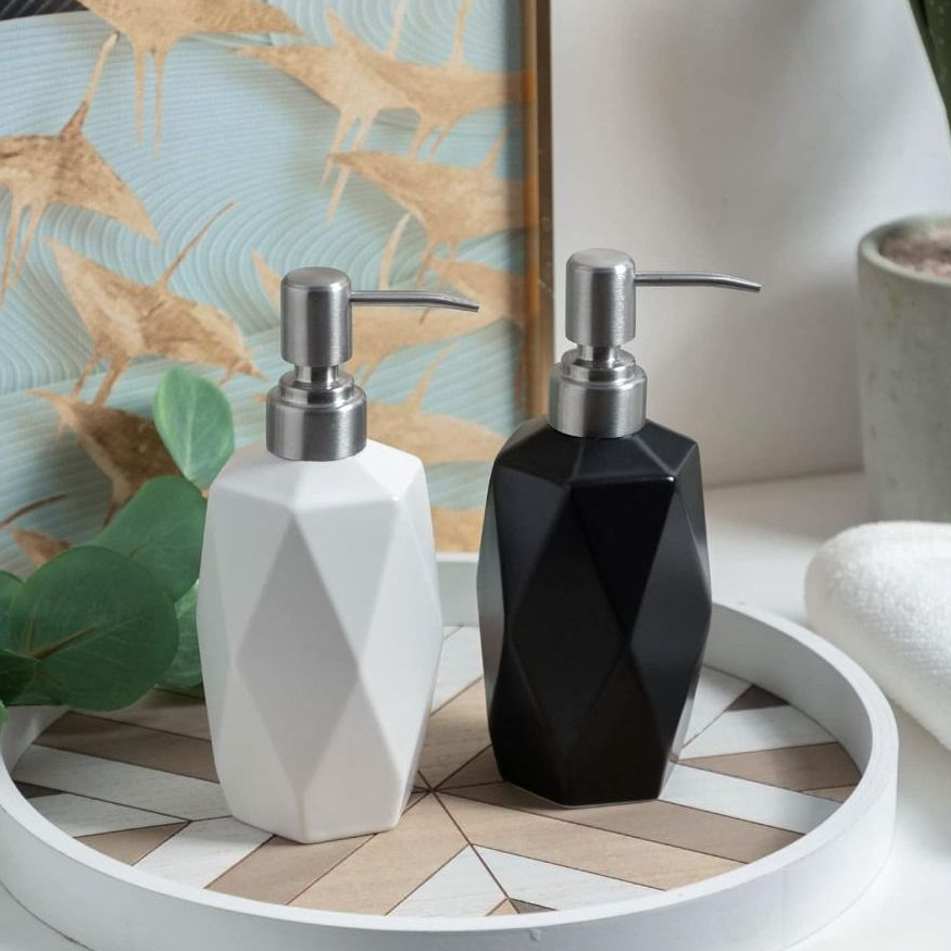Porta Sabonete Liquido de Cerâmica Dispenser Soft 300ml - Em Casa Tem