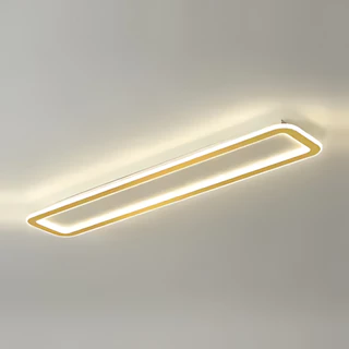 Luminaria Plafon Sobrepor Minimalista Retangular 1 Anel Dourado