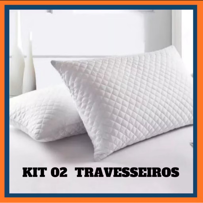 Kit 2 Travesseiros Antialérgicos Altos Macios Linha Premium Tamanho 50cmx70cm