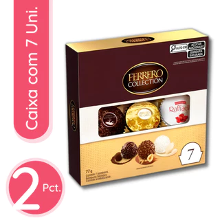 Bombom Ferrero Rocher Collection Caixa de 77g - 2 Caixas com 7 Bombons Sortidos Cada