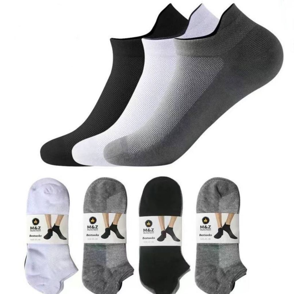 Kit 12 Pares Meia Masculina Soquete Cano Curto De Fina Respirável 40-46