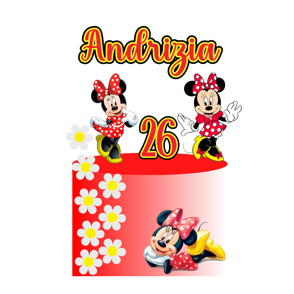 Topo de Bolo Minnie Vermelha Personalizado