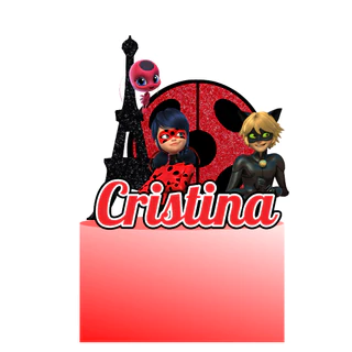 Topo de Bolo Lady Bug e Cat Noir Personalizado