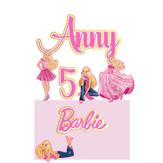Topo de Bolo Barbie Rosa Personalizado