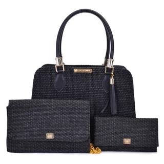 Bolsa Feminina Executiva Kit Tote Pasta De Ombro + Bolsa Festa Executiva + Carteira Feminina