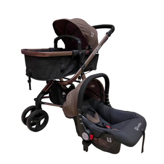 Kit Carrinho de Bebê Travel System 3 em 1 Estilo Europeu + Bebê Conforto 3 Rodas Grandes - Evolution