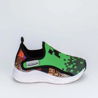Tênis Infantil Jogging Kidy Minecraft Creeper Verde e Preto