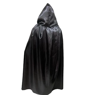 Capa Preta com Capuz Fantasia Halloween Adulto