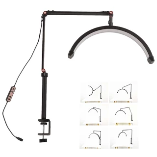 Produto Luminaria Estetica Meia Lua 3 Tons Led Suporte Celular Mesa Angulo Ajustavel Limpeza de Pele Salao de Beleza Ilu