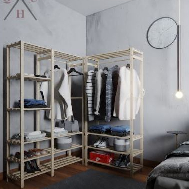 Kit Duas Estantes Guarda Roupa Para Closets Quartos Designer Moderno