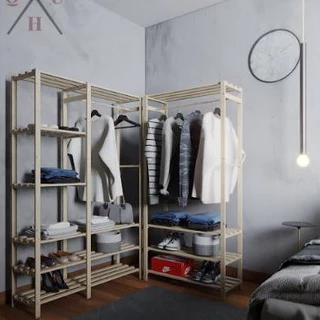Kit Duas Estantes Guarda Roupa Para Closets Quartos Designer Moderno