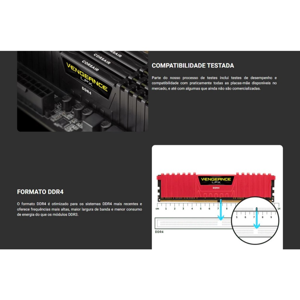 Memoria Corsair Vengeance LPX 16GB (2x8) DDR4 2666MHz C16 Preta