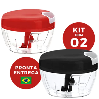 Kit 2 Processador Manual De Alimentos Triturador Inox 3 Lâminas 500ml Alho