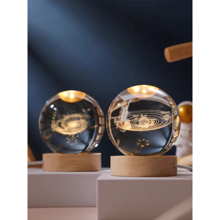 Luminária Bola de Cristal de Mesa Lua Galáxia Astronauta