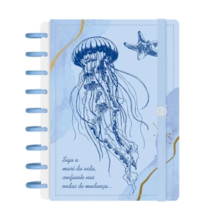 Caderno Disco + Iscool 140 Fls Capa Dura Inteligente Oceania Maré
