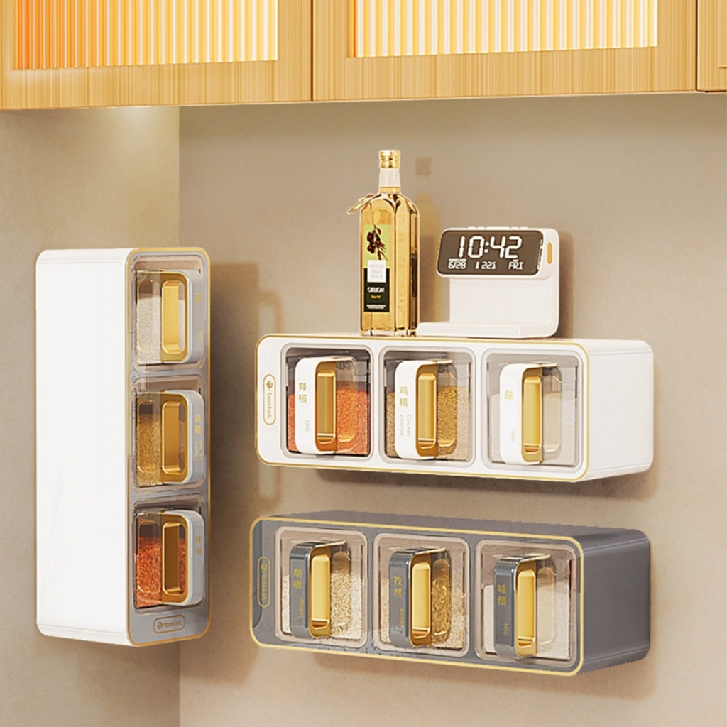 Caixa Porta Temperos E Condimentos Cozinha Acrílico De Adesivo 2/3 Divisórias Luxo