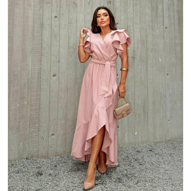 vestido feminino longo caldasereia, regata, tecido alfaiataria .Vestido com babado. Moda evangélica, modelos variados.