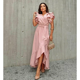 vestido feminino longo caldasereia, regata, tecido alfaiataria .Vestido com babado. Moda evangélica, modelos variados.