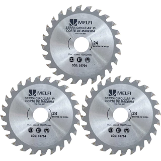 Kit 2 Ou 3 Disco De Serra Widea Para Cortar Madeira 24 Dentes 110mm x 20mm Melfi
