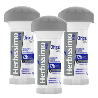 Kit Desodorante Twist Antitranspirante Herbíssimo Clinical Men 45G (3 unidades)