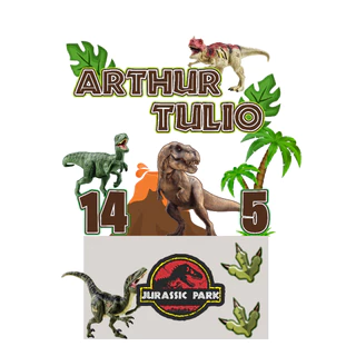 Topo de Bolo Aniversario Jurassic Park/Dinossauro Personalizado