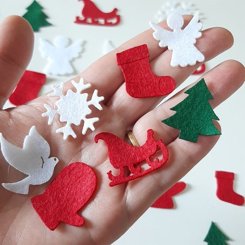 Recortes Apliques Natal Feltro 50/100/200 unidades_Artesanato, Decoração Natal- 3 cm e 5 cm