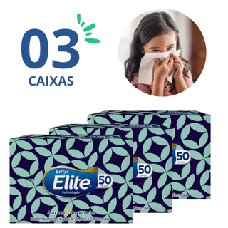 Kit 3 Lenços Elite Folha Dupla Máxima Suavidade 50 Unidades