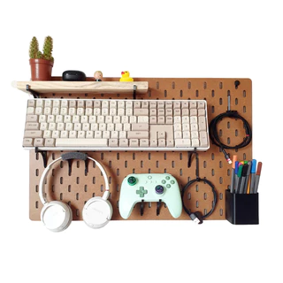 Pegboard Painel Organizador Horizontal Setup Home Office 56x36cm MARROM