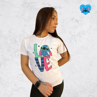 Camiseta Feminina T-Shirt Algodão Estampa Stitch - Conforto e Estilo