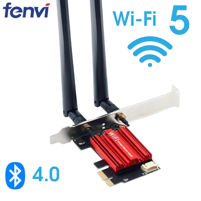 Placa Adaptador Wifi 5 5G 5GHz Bluetooth 4.0 PCIe x1 Fenvi AC1200