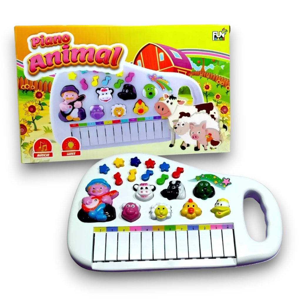 Piano Infantil Musical Teclado Brinquedo Educativo Som de Animais Fazendinha