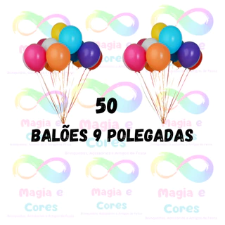 Balão Bexiga 9 Polegadas 50 Unidades Látex.