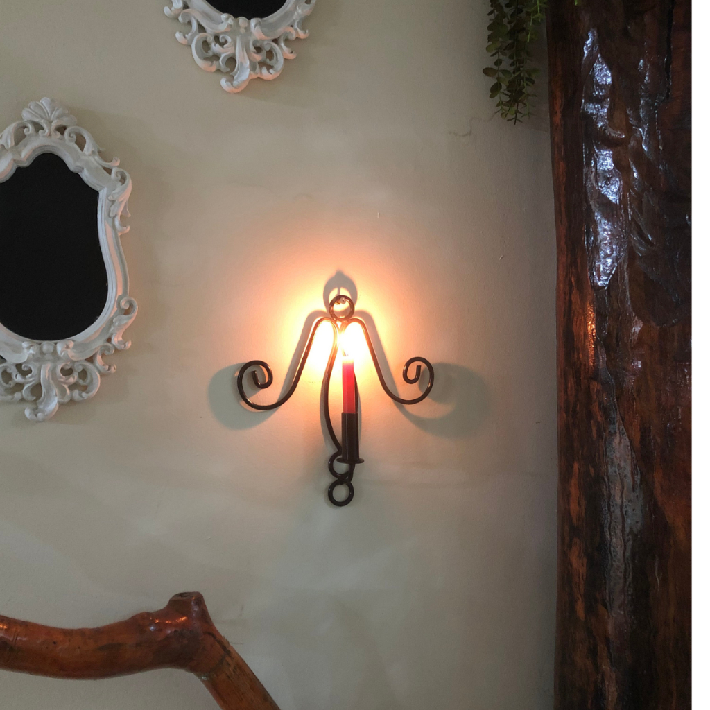 Castiçal De Ferro Porta Vela Enfeite Decoração Luxo Natal Ornamentado Vênus De Parede