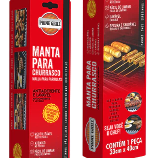 Manta para churrasqueira Original PRIMEGRILL Fornos e Rechaud Antiaderente Lavável 33cm x 40cm