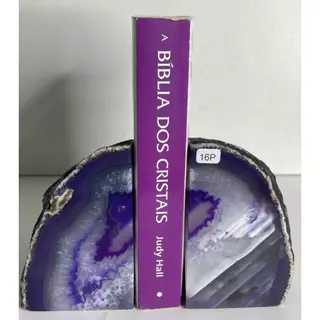 Apoio de livros em agata natural, Aparador de livros, Suporte bibliocanto