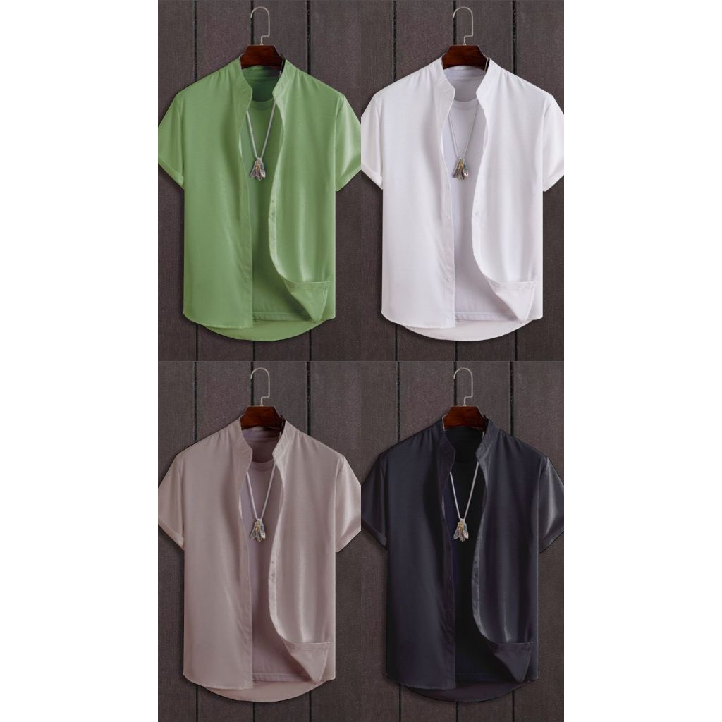 CAMISA MASCULINA GOLA PADRE DE BOTÃO LINHO PREMIUM MANGA CURTA - P AO XGG