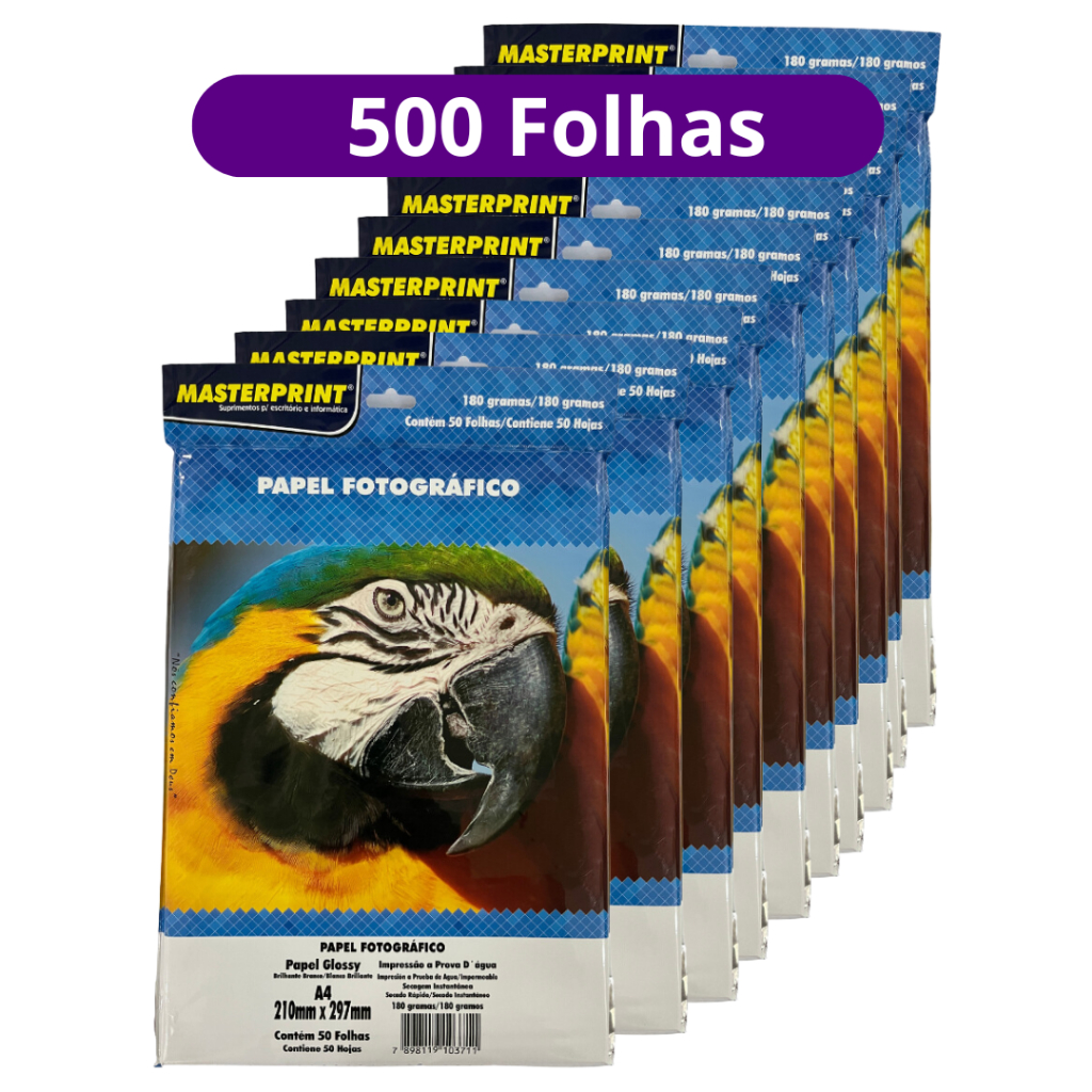 Papel Fotográfico 180g Glossy A4 À Prova D'água Brilhante Premium 500 folhas papel fotografico foto MASTERPRINT