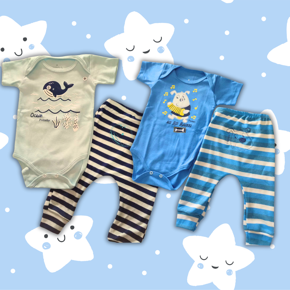 Kit de 2 consjunto de body e calca 100% algodão roupa de menino