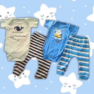 Kit de 2 consjunto de body e calca 100% algodão roupa de menino