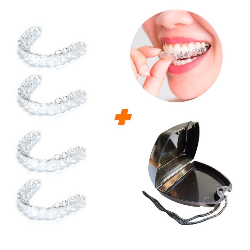 4 Placa de Bruxismo Silicone Moldável Aparelho Inferior e Superior