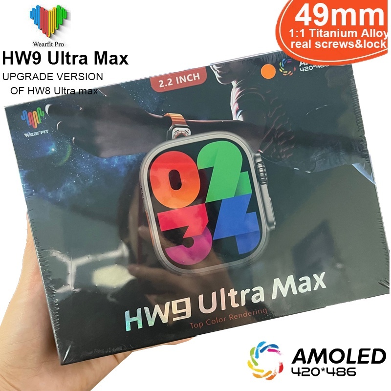 HW9 Ultra Max SmartWatch 2.2" Série 9 Resolução alta definição Amoled Bússola NFC Bluetooth Chamadas