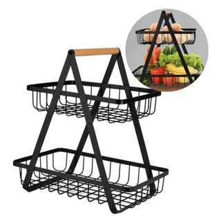Fruteira de Mesa Premium Cesta Frutas de Mesa 33cm Altura Aramado 2 Andares Organizador Multiuso
