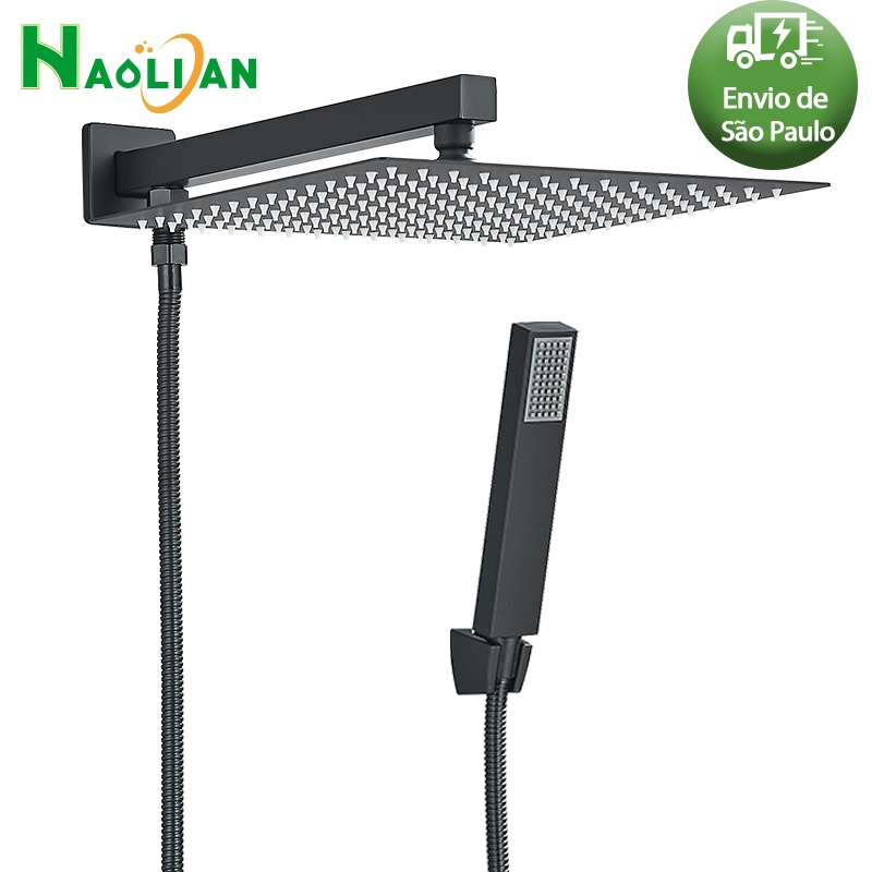 Chuveiro Ducha Quadrada Chuveirinho Luxo E Desviador Kit Completo