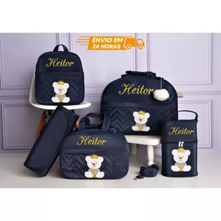 Kit bolsa maternidade classico 5 peças masculino/feminino personalizado em Oferta na Shopee