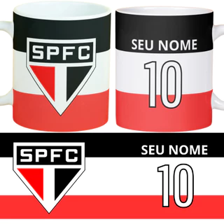 Caneca São Paulo personalizada c/ seu Nome e Número - Porcelana 325Ml